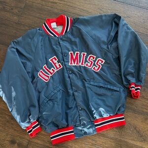 Vintage Russell Athletic Ole Miss Red Navy Snap-Front Jacket